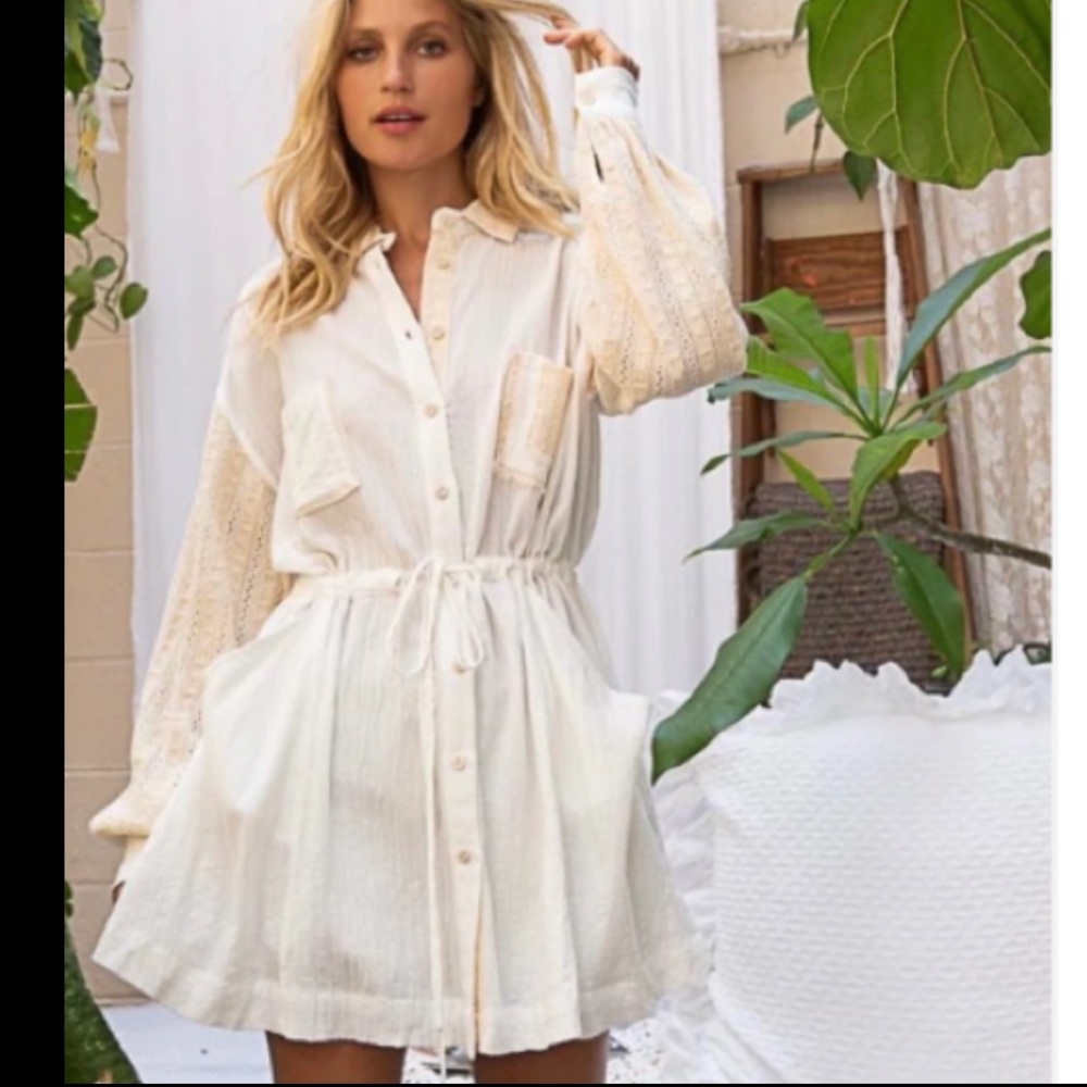 NEW POL Cottagecore romantic feminineTunicSwim CoverupGauze&crochetNWOT S/M